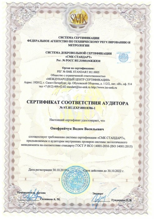 Сертификат аудитора 